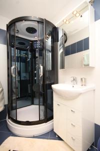a bathroom with a shower and a sink at Apartments with a parking space Icici, Opatija - 7785 in Ičići