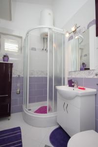a bathroom with a shower and a sink at Apartments with a parking space Ravni, Labin - 7674 in Ravni