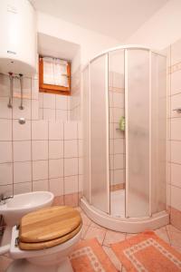 a bathroom with a toilet and a shower at Apartments with a parking space Cunski, Losinj - 8010 in Cunski