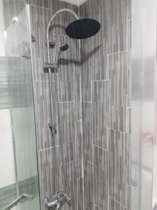 a shower with a shower head in a bathroom at Casa Salma in Seville