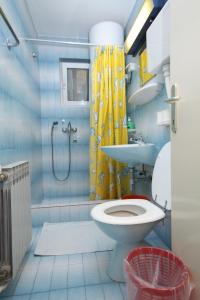 a bathroom with a toilet and a sink and a shower at Apartments and rooms by the sea Mali Losinj (Losinj) - 7953 in Mali Lošinj