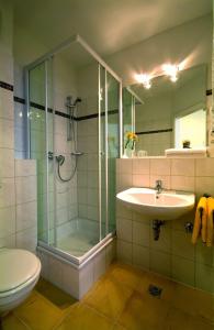 Koupelna v ubytování Traveller Hotel