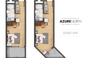 Načrt razporeditve prostorov v nastanitvi Studio Unit @ Azure North