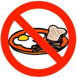 a no breakfast sign with an egg on a plate at Casa Mirador Sleep Inn in Almere