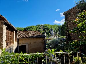 a view from the garden of an old house at Lou mouli di baou in Labeaume