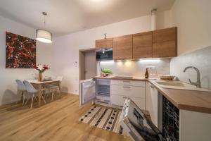 Kuchyň nebo kuchyňský kout v ubytování Rákosárna Suites & Apartments