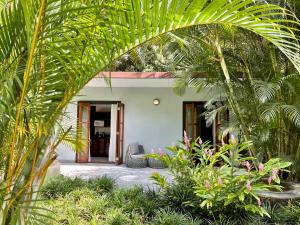 ein Haus durch einen Torbogen in einem Garten mit Pflanzen in der Unterkunft The Haven - Hotel & Spa, Health and Wellness Accommodation - Adults Only in Boquete