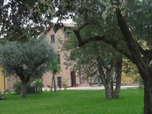 an old stone building with trees in front of it at B&B Da Fiorò in Massignano