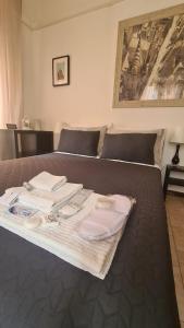 a bed with towels and towels on top of it at Pisa City Home B&B in Pisa