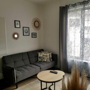 sala de estar con sofá y mesa en Studio calme-équipements haut de gamme, en Sarreguemines