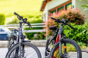 zwei Fahrräder, die vor einem Haus geparkt sind in der Unterkunft Hubertushof in Trattenbach