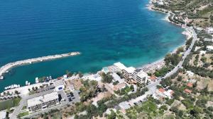 an aerial view of a beach and the ocean at Paradise Beach Hotel in Vlorë