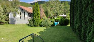 a yard with a house and a house with a yard at Luxury Resort Riverfront with Pool&Sports in Uvac