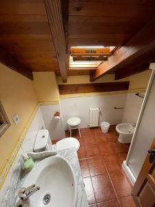 a bathroom with a sink and a toilet at Casa El Montero in Espinama