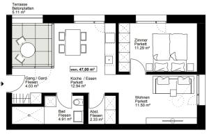 Pelan lantai bagi Neu erstellte Wohnung mit Balkon in Hard