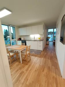 Dapur atau dapur kecil di Neu erstellte Wohnung mit Balkon in Hard