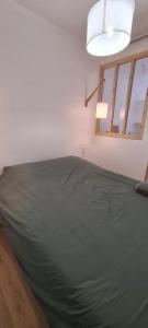 Un dormitorio con una cama verde y una ventana en Catel Studio hyper centre Saint Dizier, en Saint-Dizier