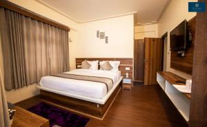 a bedroom with a large bed and a television at Divine's The Elite Zong in Lachung +13 photos
