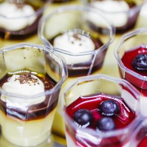 a group of plastic cups filled with desserts at Hotels & Resort Feel in Yokohama