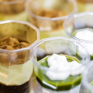 a close up of some food ingredients in glass containers at Hotels & Resort Feel in Yokohama