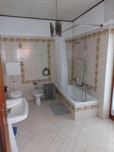 ein Badezimmer mit einer Badewanne, einem WC und einer Badewanne in der Unterkunft Cà dai nonni sul Lago d Orta in San Maurizio dʼOpaglio