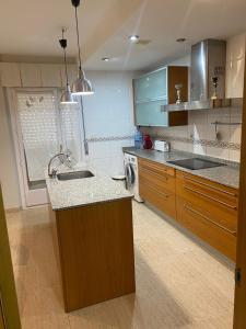 a kitchen with a sink and a counter top at MEQUEDO GRAN CAMINANTE in Alcañiz