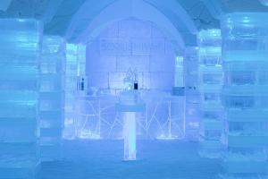 a room full of ice blocks with a sink in it at Sorrisniva Igloo Hotel in Alta +31 photos