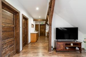Televízia a/alebo spoločenská miestnosť v ubytovaní Apartmány in Veritas