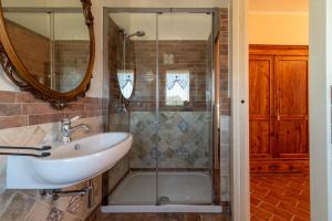 科爾托納的住宿－L'olivo Casa del Nonno Bingheri，一间带水槽和淋浴的浴室