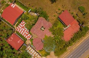 an overhead view of a house with red roof at Christina House in Arusha