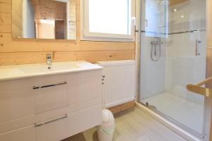 a bathroom with a sink and a shower at Domaine Du Sauveur in Luz-Saint-Sauveur