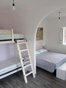 阿泰薩的住宿－Minicasa nella fattoria，一间卧室设有两张双层床和梯子