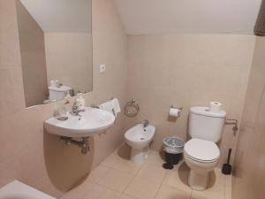 a bathroom with a toilet and a sink at Nap Carta Puebla in Oviedo