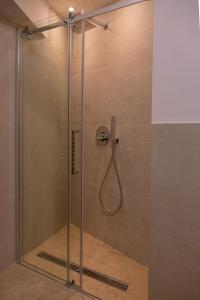 a shower with a glass door with a shower head at Repetita Juvant in Rome