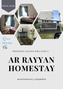 un collage de fotos de un rakyan homesay en Homestay Ar Rayyan RESIDENSI LAGUNA BIRU en Rawang