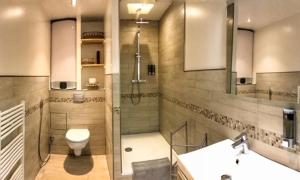 a bathroom with a shower and a toilet and a sink at Loft - L'esquisse - Centre in Strasbourg