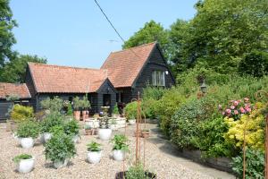 a garden in front of a house with plants at Wassicks Cottage, Haughley in Haughley