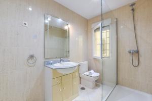 a bathroom with a toilet and a sink and a shower at Retiro VII in Madrid