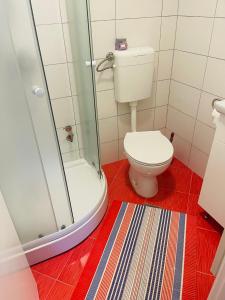 ein Bad mit einem WC und einer Dusche in der Unterkunft Apartman SkiBeg, Vlašić in Vlasic