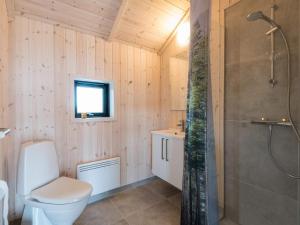 a bathroom with a toilet and a shower at 8 person holiday home in Fanø in Fanø +42 photos