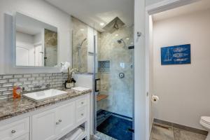 a bathroom with a sink and a shower at Casa Azul in Incline Village