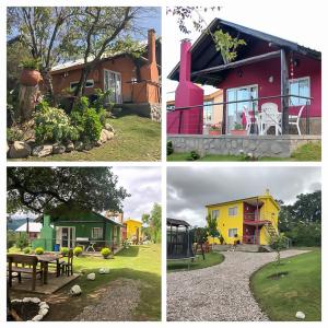 four different pictures of a house in different colors at Casitas de Campo Wara kusi in Vaqueros