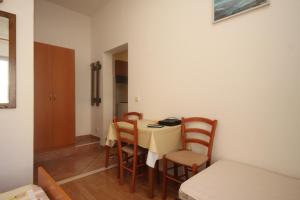 a dining room with a table and chairs in a room at Studio Cavtat 8576b in Cavtat