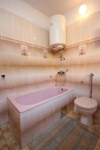 a bathroom with a pink bath tub and a toilet at Apartments with WiFi Vis - 8435 in Vis