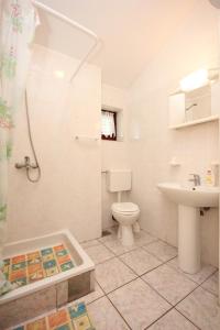 a bathroom with a toilet and a sink and a shower at Apartments with a parking space Punta kriza, Cres - 383 in Punta Križa