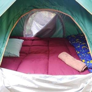 Ban KraisonにあるWassana Camp & Khai Jungle Experience Centourの緑のテント ベッド付