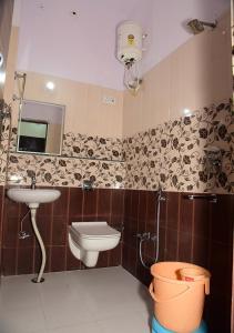 瑟瓦伊馬托布爾的住宿－ASHOKA PALACE，一间带水槽和卫生间的浴室