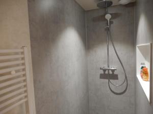 a shower with a shower head in a bathroom at Holiday Home Cuylehoeve in Leffinge +25 photos