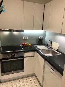 a kitchen with a sink and a stove top oven at Best Apartment in the Center of Berlin with Big Terrace in Berlin