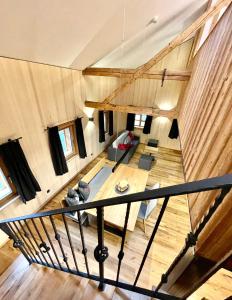 an overhead view of a room with wooden walls and ceilings at Appartements Zur Post in Gries im Sellrain